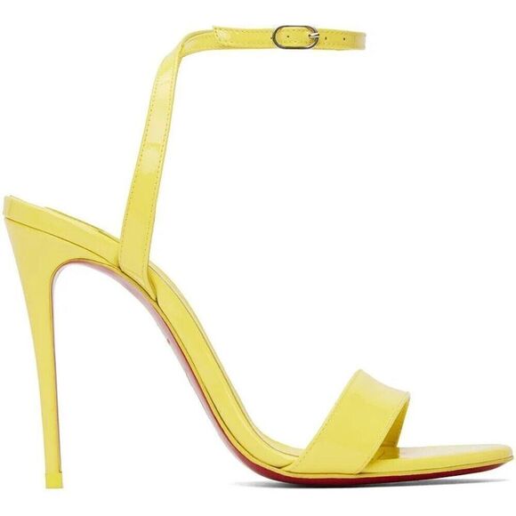CHRISTIAN LOUBOUTIN Loubigirl 100 Patent Leather Stilleto Heel Sandals Yellow 36 - Picture 3 of 11